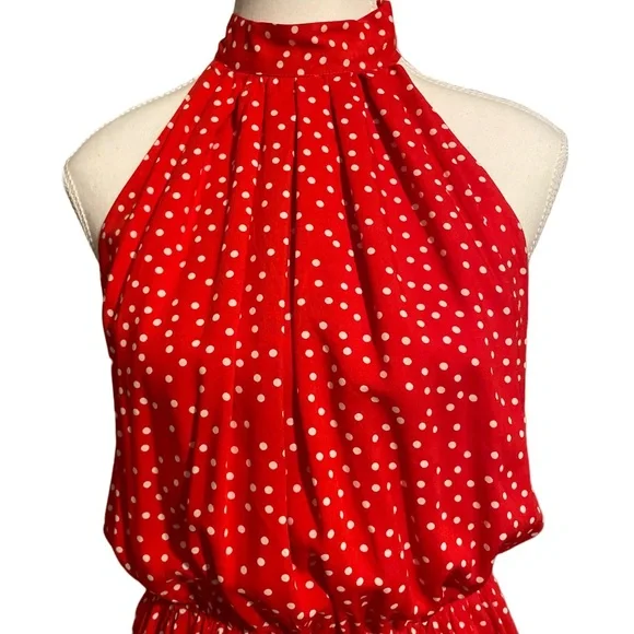 **HP** BTFBM Red Polka Dot Open Back Halter Dress - Picture 4 of 7